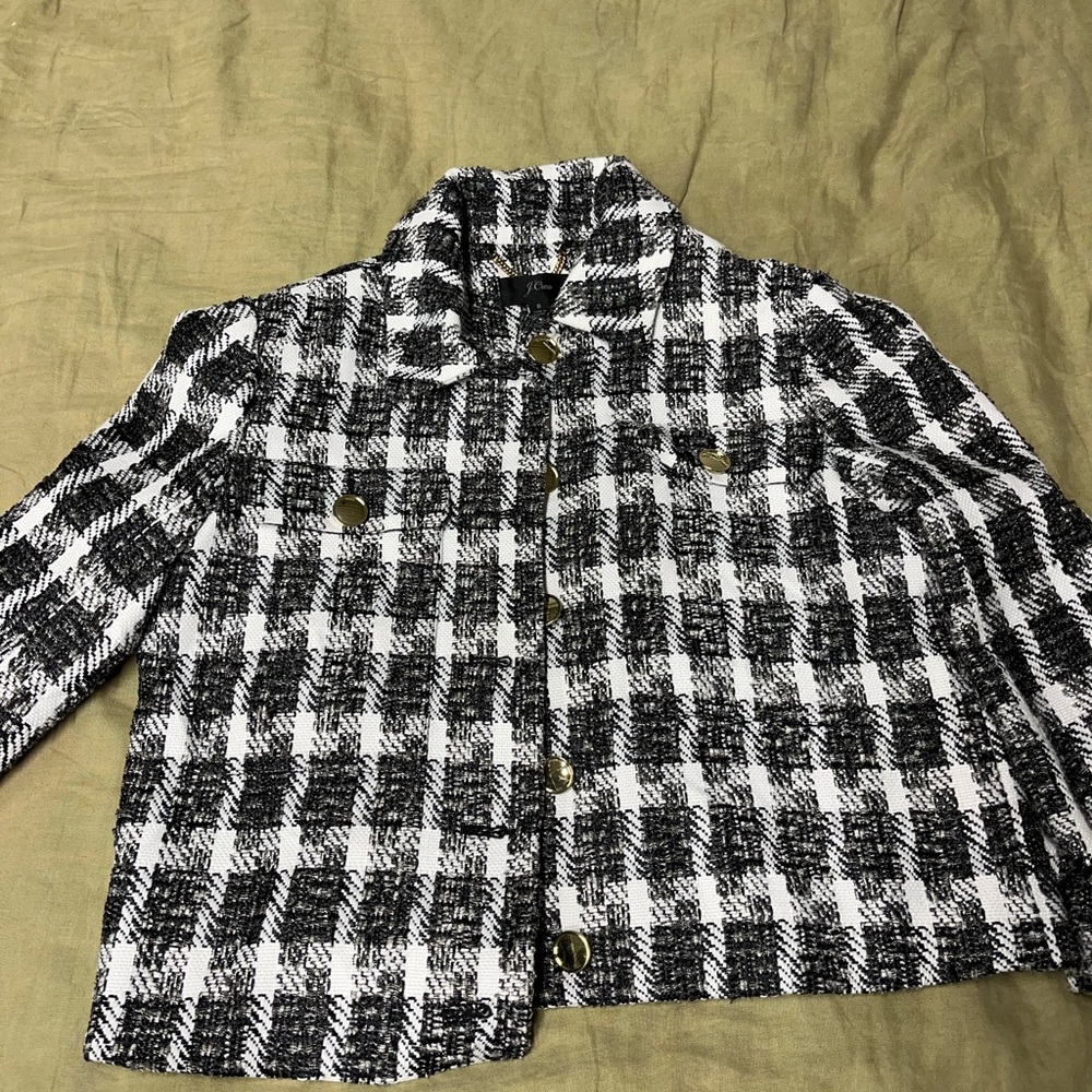 J. Crew Black and White Checkered Blazer